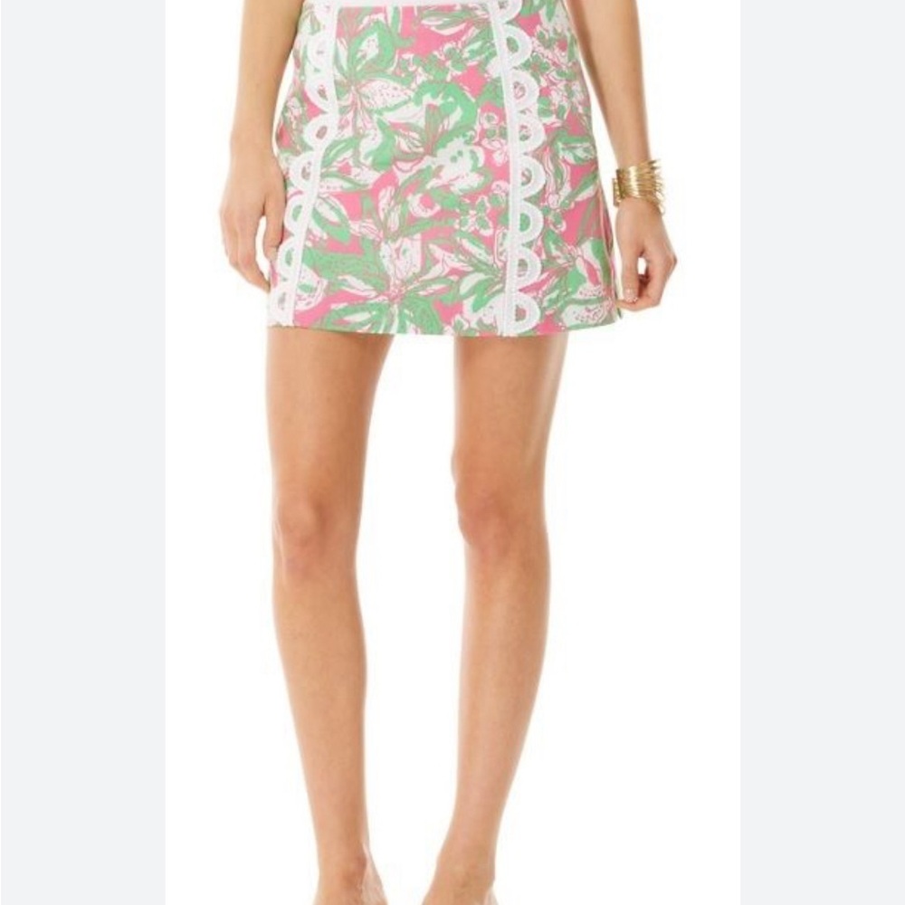 EUC Lilly Pulitzer Forgot My Trunks Marigold Skort US 00 Green Pink
